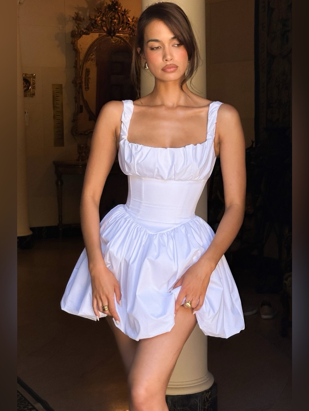 House of CB Le Puff White Cotton Tulle Mini Dress - XS with fuller bust